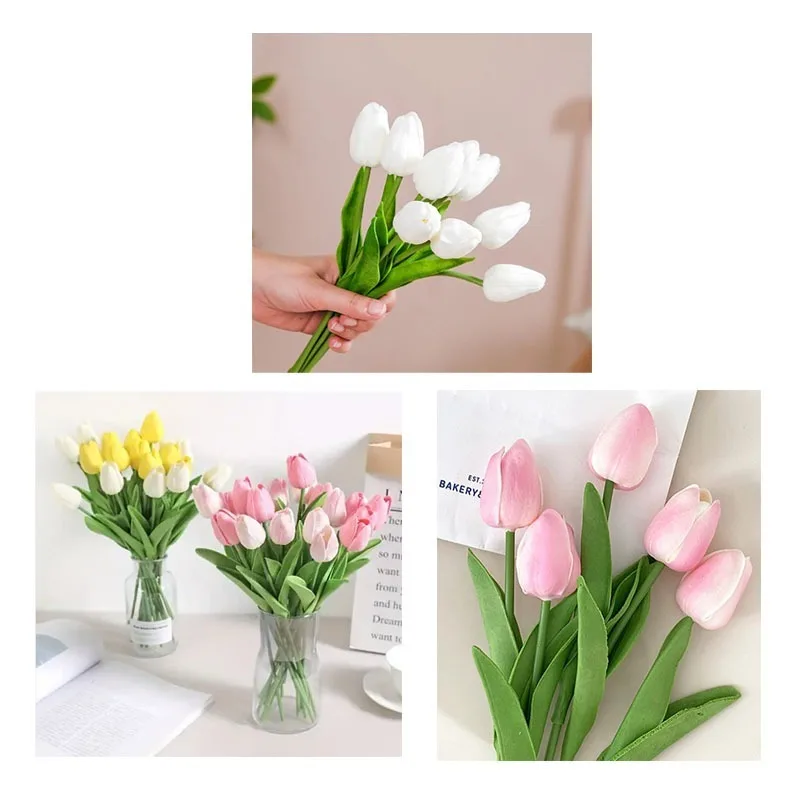 Lebensechter künstlicher Tulpenstrauß, Hochzeit, Garten, Vasendekoration, perfekt für Partys, Valentinstagsgeschenke, Neujahrsgeschenke Image