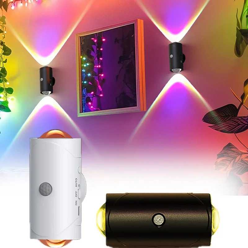 Intelligentes Nachtlicht mit Bewegungsmelder, farbwechselnde RGB-Umgebungslampe, Typ C, magnetisches LED-Licht, Schlafzimmer, Flur, Schreibtisch, Kleiderschrank, Badezimmer