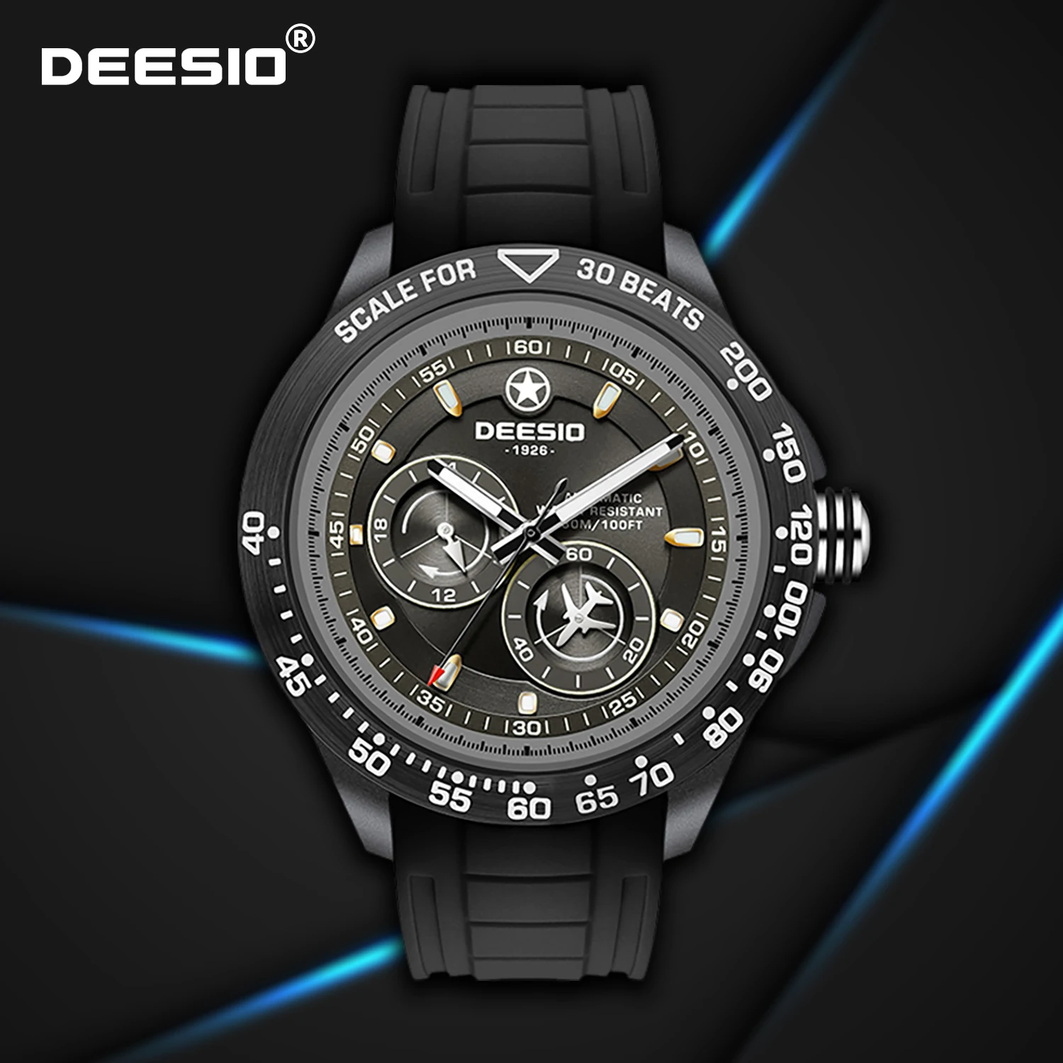 Deesio Herren-Armbanduhr, automatisch, mechanisch, Kohlefasergehäuse, Saphir-Leuchtzifferblatt, 30 m wasserdicht, stoßfest, Luxus-Geschenk Image