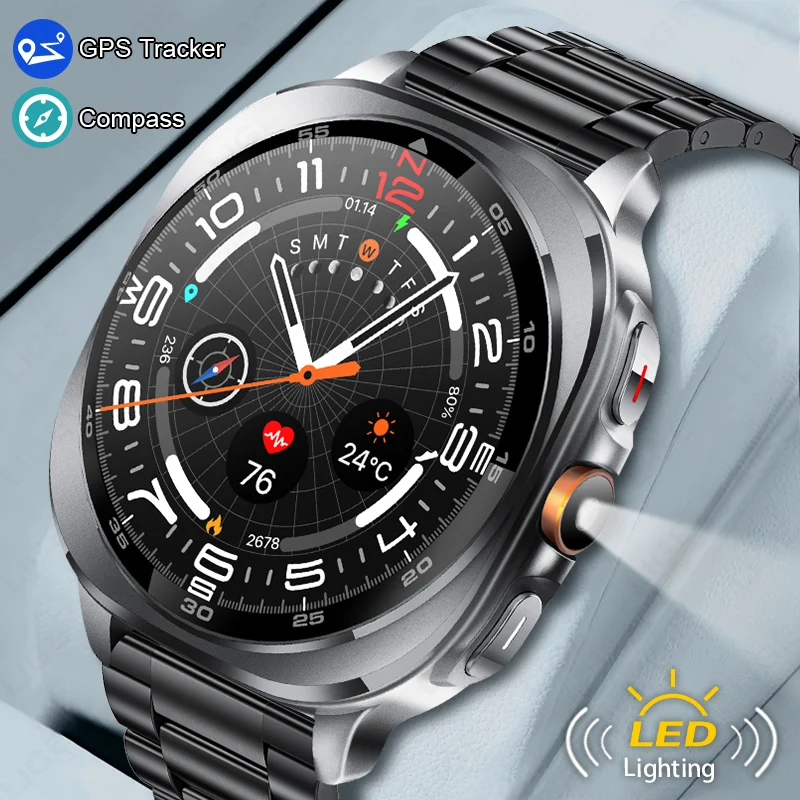 LIGE Fashion GPS Sport Tracker Kompass Smartwatch für Männer 1,43 Zoll AMOLED-Bildschirm Herrenarmband 3ATM Wasserdicht BT Call Smartwatch Image