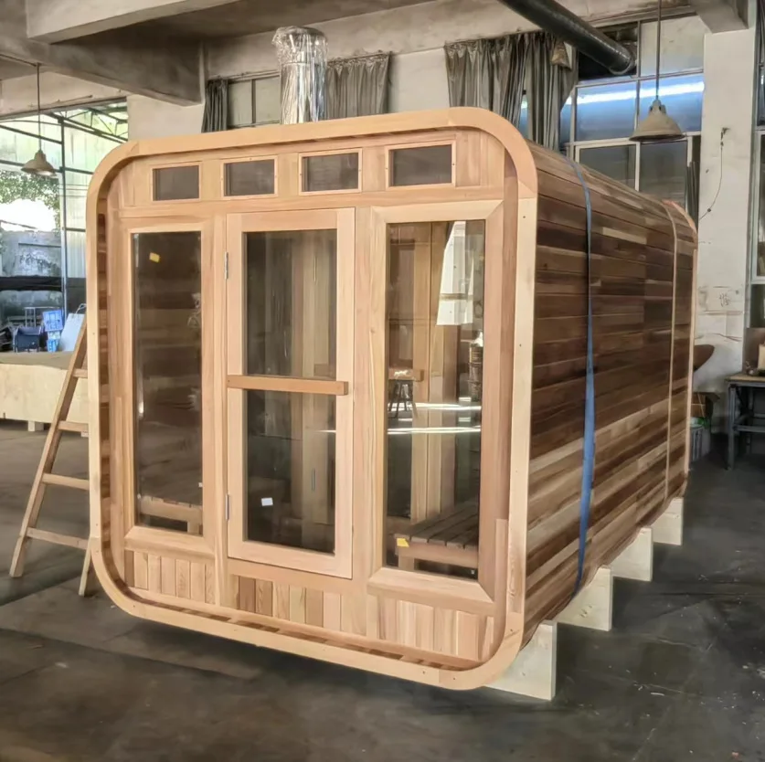 Red Cedar Cube Sauna mit vollem Sauna-Zubehör für den Außenbereich