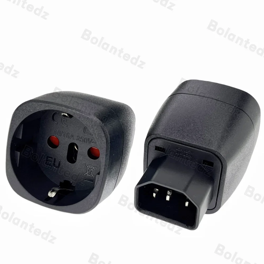 Bolantedz Euro auf C14 3-poliger Steckeradapter 10 A 250 V EU Deutschland auf IEC60320-Stecker-Konverter-Adapter für PDU-USV-Schrank Image