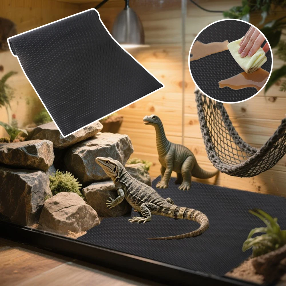 Reptilien-Terrarium-Liner-Tankbettwäsche für bärtiger Drache, Leopard, Gecko, Schlangenschildkröte, leicht zu schneidende Amphibienkäfig-Matte, Pad, Teppichbasis Image