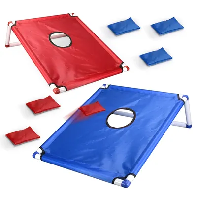 Kids Toys Bean Bags Toss Game Set Portable Cornhole Set with 1 Cornhole Game Board and 6 Bean Bags Yard Toss For Children's Gift