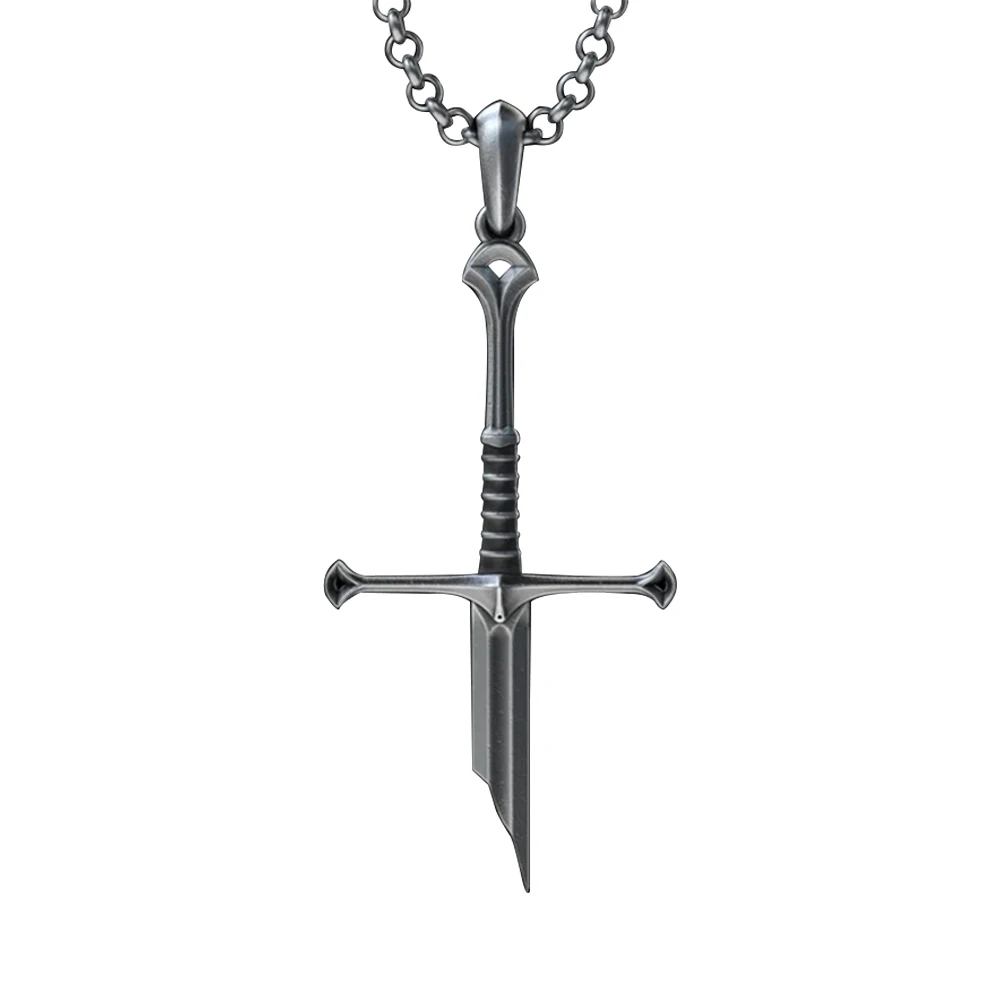 Narsil Persönlichkeit gebrochen Schwert Halskette Ringe König Moveis Schmuck Männer cool Punk Schwert Anhänger Halskette Geschenk Image