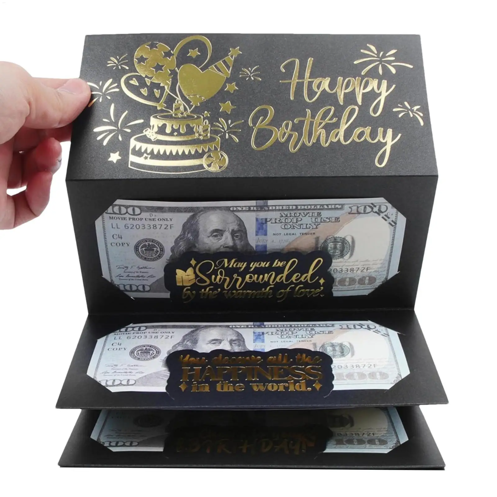 Kreative Geburtstagsgeschenk-Geldbörse, Grußkarte, Geburtstag, zusammenklappbarer Bargeldhalter, gefalteter roter Umschlag, ausgefallener Geburtstagsgeschenkumschlag für Kinder Image