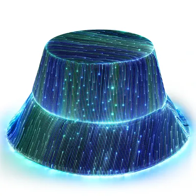 LUMISONATA LED bucket hat, Rave hat with light up hat 7 colors crazy hat, Glowing in the dark hat with USB rechargeable