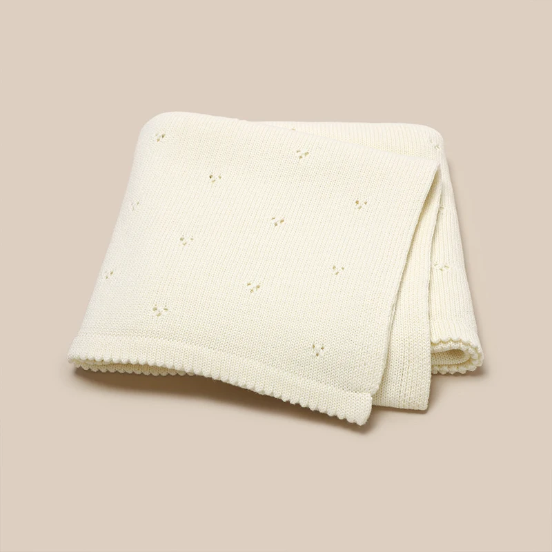 Baumwolle Baby Decke Stricken Infant Jungen Mädchen 90*70CM Super Weiche Neugeborenen Kinderwagen Swaddling Wrap Fashion Solid Krippe karierten Schlafsack Image