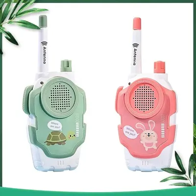 (NEW) Kids Walkie Talkie Cartoon Wireless Walkie Talkie 300M Pink & Green Plastic Portable Kid Phone Walkie Talkie Toy