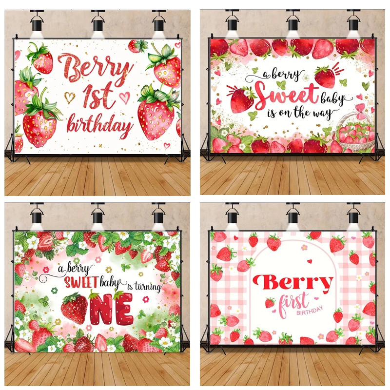 Erdbeer-Thema Sweet One 1. Kindergeburtstag, Party-Dekoration, Banner, Neugeborene, Babyparty, Wassermelone, Obst, Foto-Requisiten, Hintergrund Image