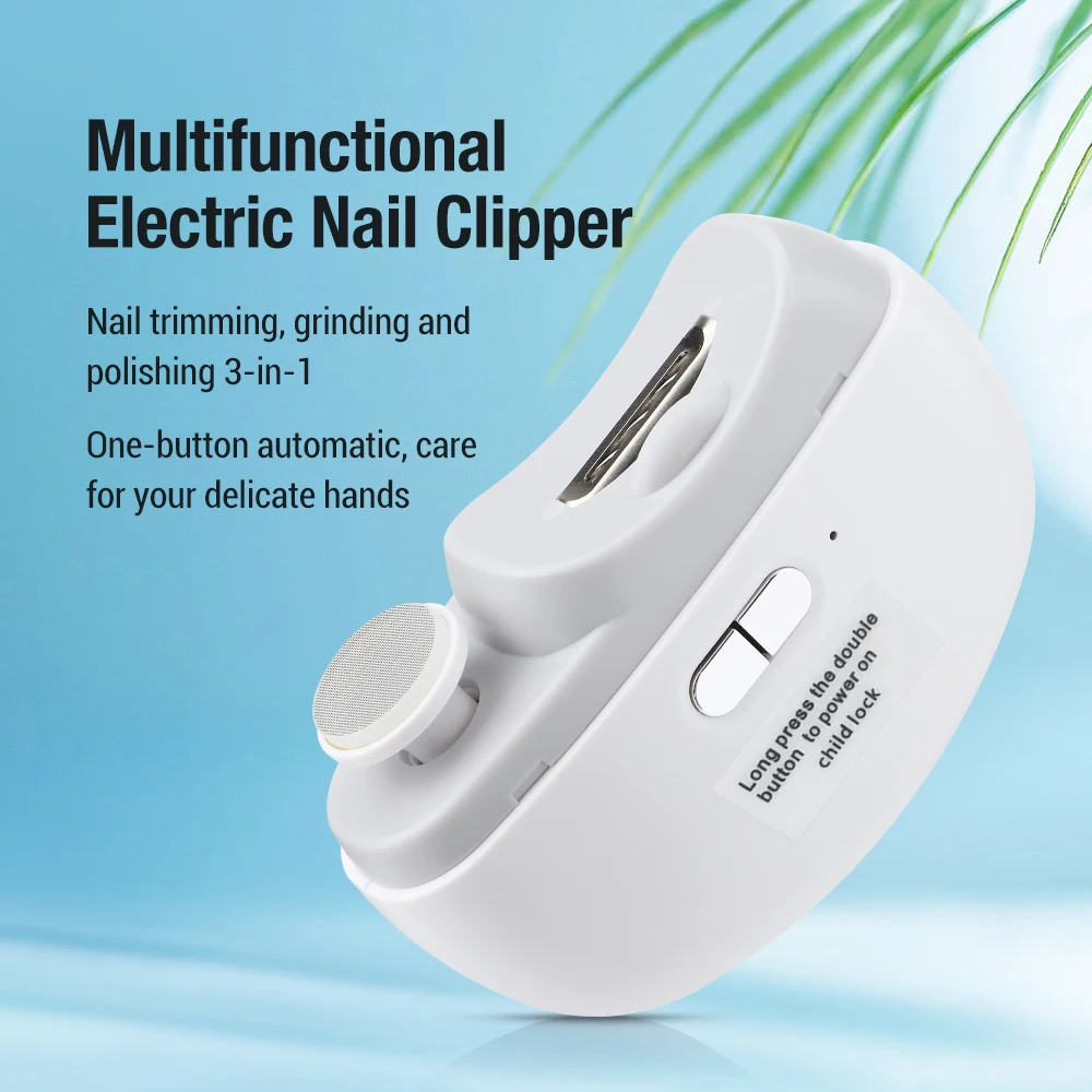 Elektrischer Nagelknipser mit Schleif- und Polierfunktion und Licht Automatischer Nagelschneider Wiederaufladbarer Nageltrimmer für Baby und Erwachsene Image