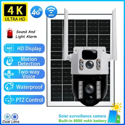 V380 Pro 4K Solar Kamera Outdoor Wireless Wasserdichte 8MP Dual Objektiv Sicherheit Kamera Nachtsicht Motion Tracking HD CCTV Kamera