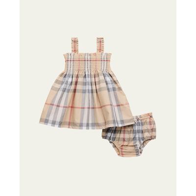 Burberry Girl's Tegan Check-Print Smocked Dress W/ Bloomers