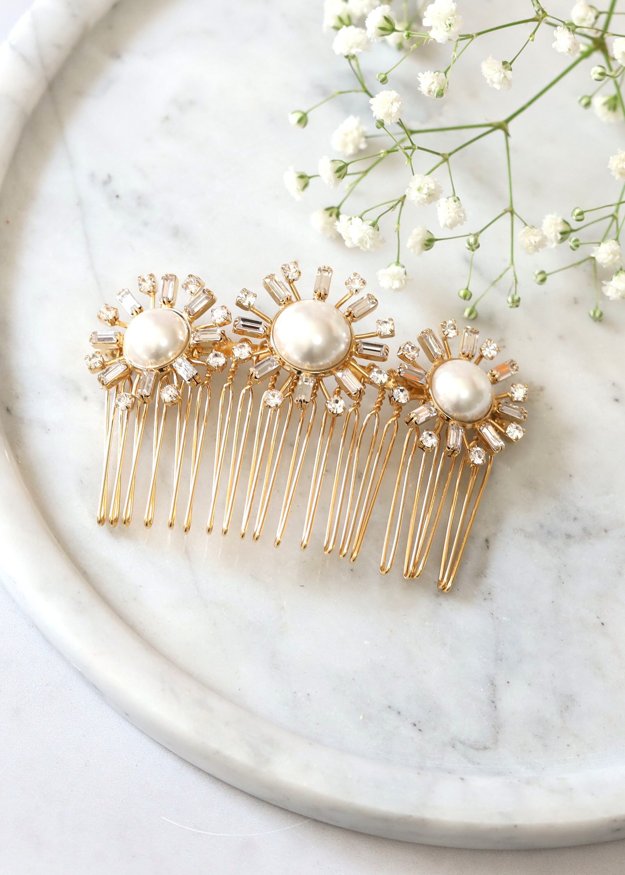 Pettine per capelli da sposa, pettine per capelli con cristalli di perle bianche, pettine per capelli da sposa con cristalli di perle, accessori per c