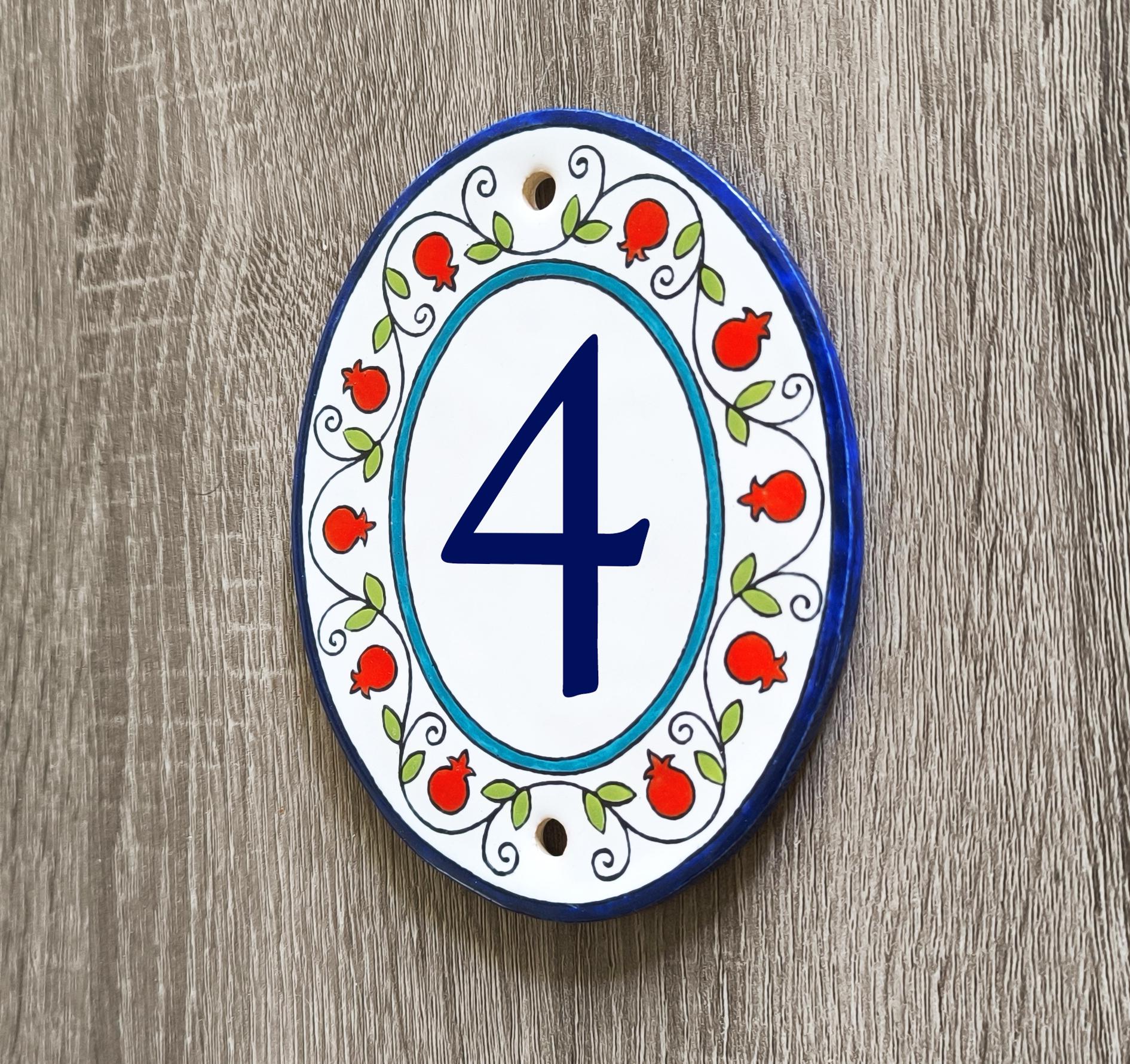 Targa personalizzata per porta, Targa ovale per porta d'ingresso, Targa con numero in ceramica, Targa personalizzata per porta