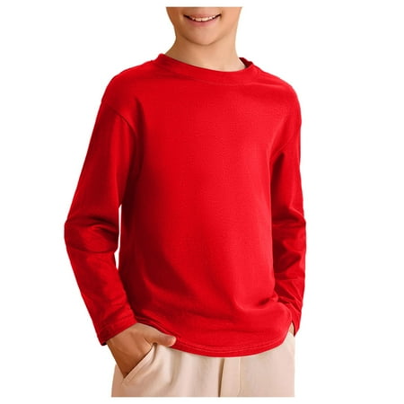 Mepaouo Boys Long Sleeve Shirts Girls Cotton Crewneck T-Shirts Toddler Basic Soft Tees Top for Little Big Kid 1-2T