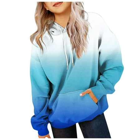 Mepaouo Girls Cute Hoodies Oversized Long Sleeve Hooded Sweatshirts Kids Casual Gradient Tops Clothes 4-5T