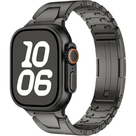 XiHAMA Titanium Band Compatible with Apple Watch Band 49mm 46mm 45mm 44mm 42mm iWatch Ultra2 Ultra SE 2 SE Series 10 9 8 7 6 5 4 3 2 1 Titanium Replacement Watch Band with Folding Clasp