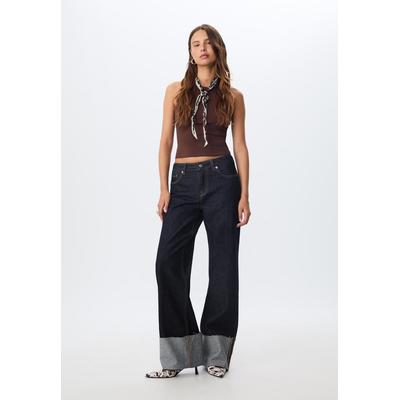 Stradivarius D65 Straight turn-up jeans RINSE BLUE DENIM 12
