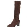 Stiefel CAPRICE, Damen, Gr. 38,5, braun (dunkelbraun), Textil, elegant, Schuhe, Blockabsatz, Langschaftstiefel in eleganter, runder Form