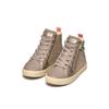 Sneaker GEOX "J MIRROLESS GIRL", Kinder, Gr. 32, beige, rosegoldfarben, Synthetik, Textil, metallic, modisch, Schuhe, Schnürboots mit Warmfutter, Größenschablone zum Download