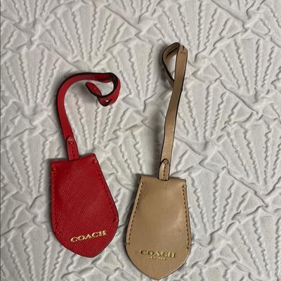 Coach Bags | Coach Lot Of 2 Red And Tan Leather Hang Tags Key Chain Key Keeper Leather | Color: Red/Tan | Size: Os