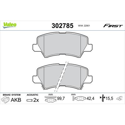VALEO Bremsbelagsatz, Scheibenbremse hinten rechts links für KIA 58302-G6A00 58302-G6A10 58302G6A10 302785 Image