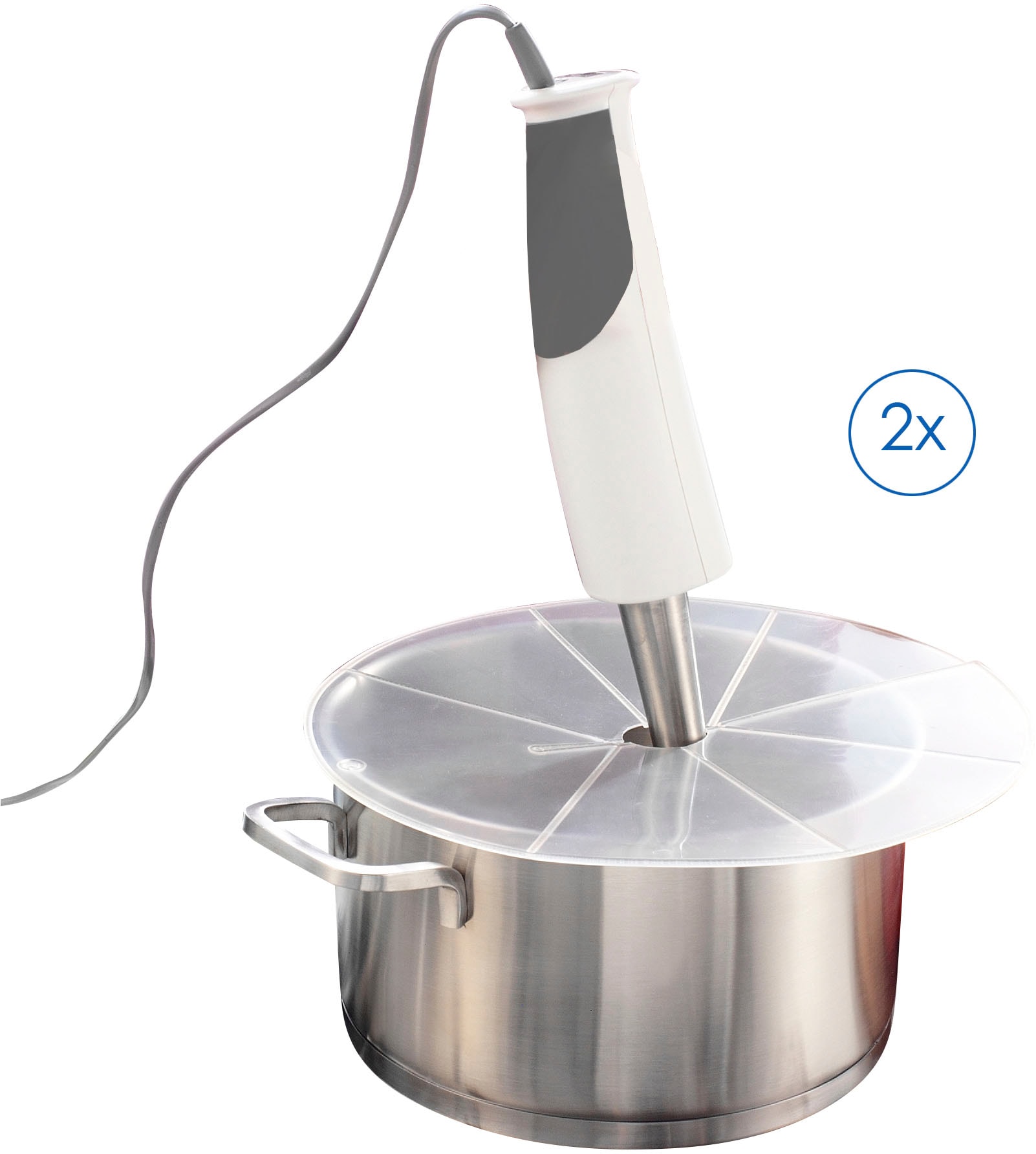 Spritzschutzdeckel mit Öffnung RUCO "für Pürierstäbe, 2er Set", transparent, Ø:30cm, Kunststoff, Deckel, Spritzschutz, Pürierstab, 2 Stück, Made in Germany