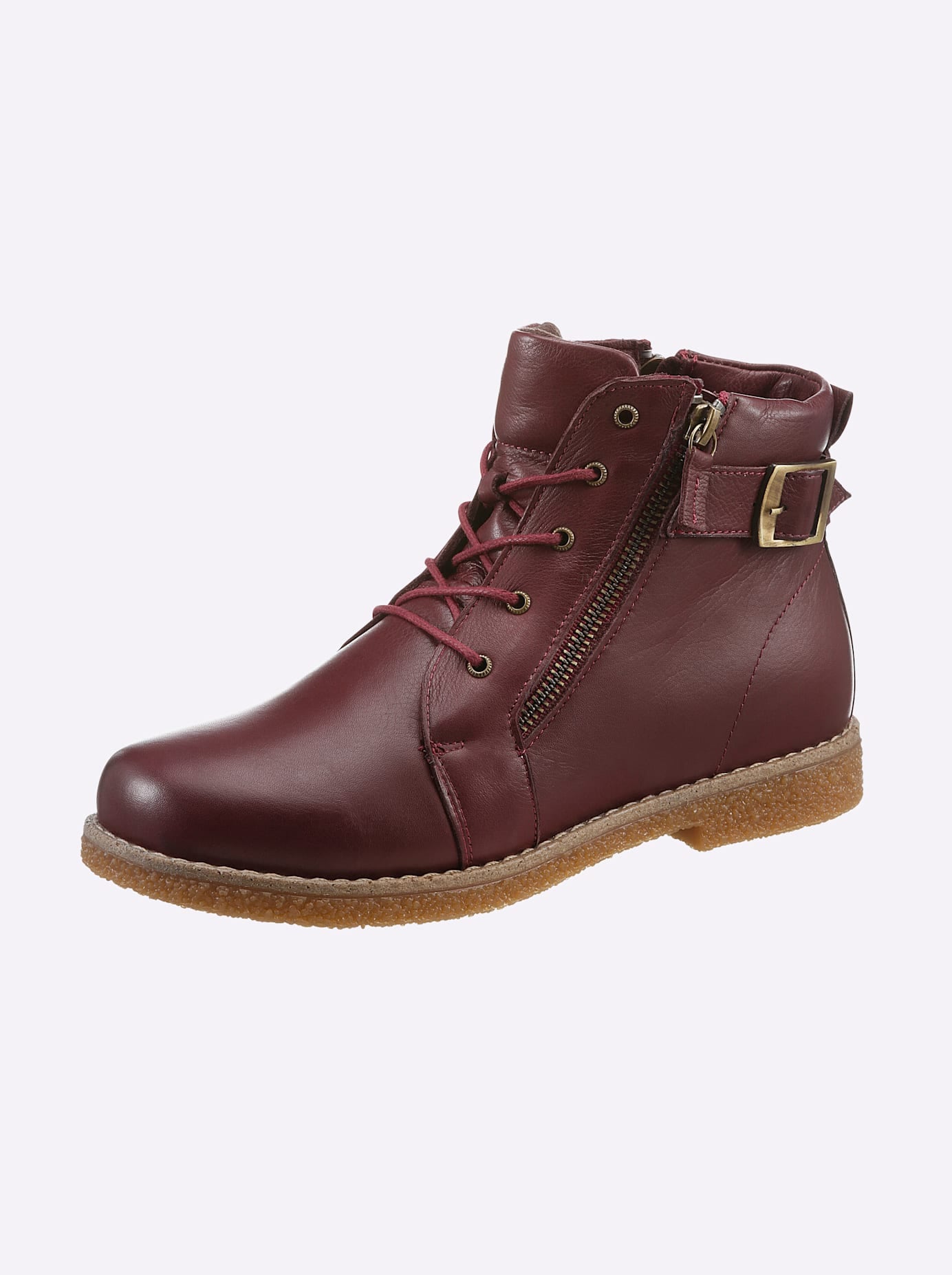 Schnürstiefelette ANDREA CONTI, Damen, Gr. 41, rot (burgund), Glattleder, Leder, Schuhe