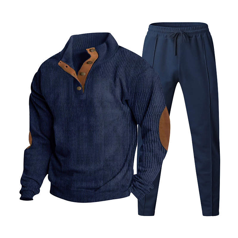 Men's Tracksuit Outfit Set Hoodies Set Stand Collar Outdoor Daily Sports Color Block Black Navy Blue Blue Polyester Corduroy Activewear Fashion Streetwear Spring