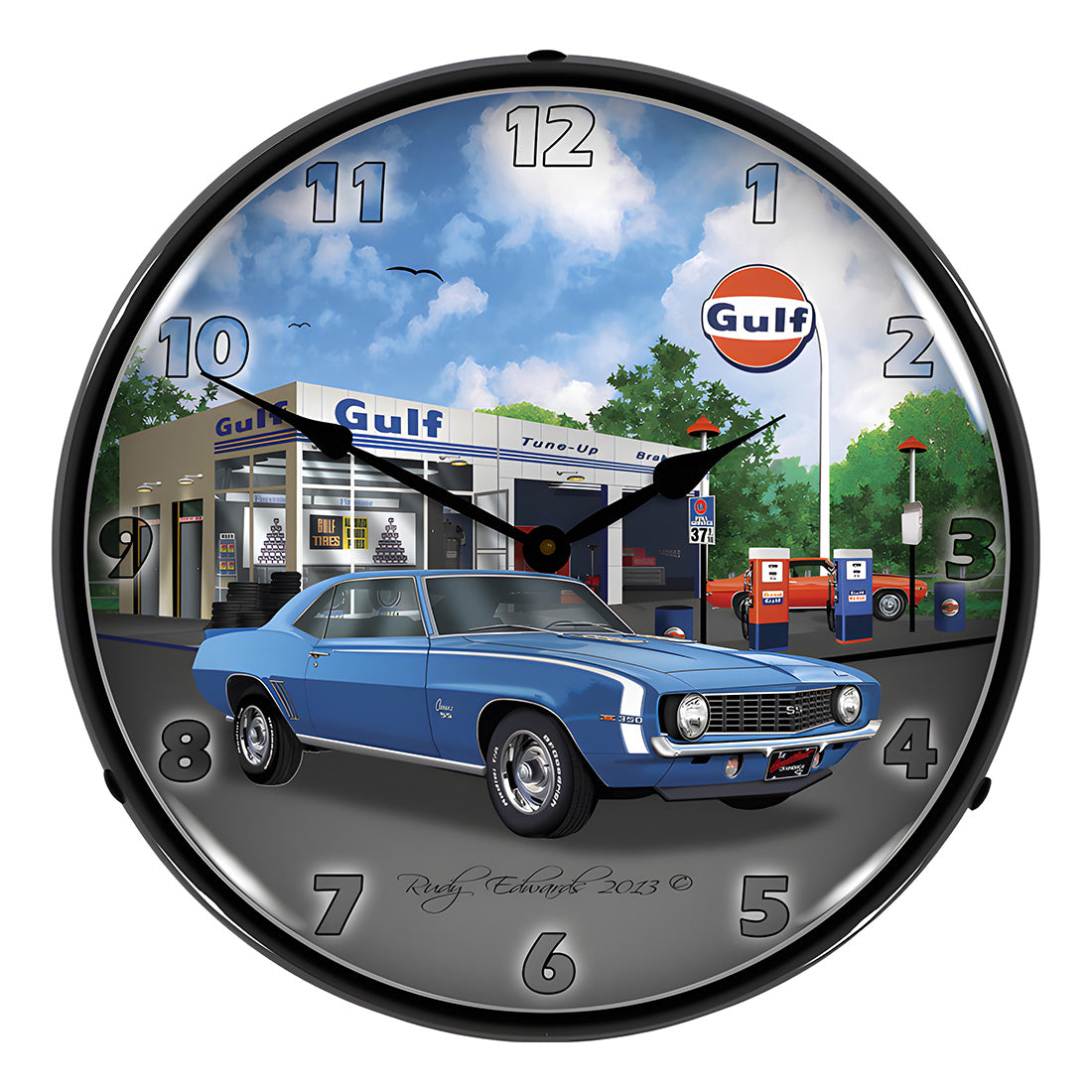 Collectable Sign and Clock 1969 SS Camaro Gulf Backlit Wall Clock
