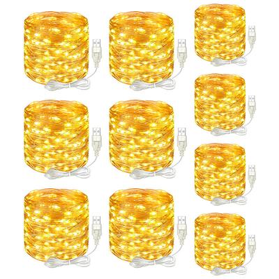 10 Pcs 5M/16.4FT 50 LED Beams Fairy String Lights Halloween Christmas Valentine's Day New Year Wedding Party Festival Indoor and Outdoor Decoration Copper Wire Lights USB Power Supply IP44 Waterproof