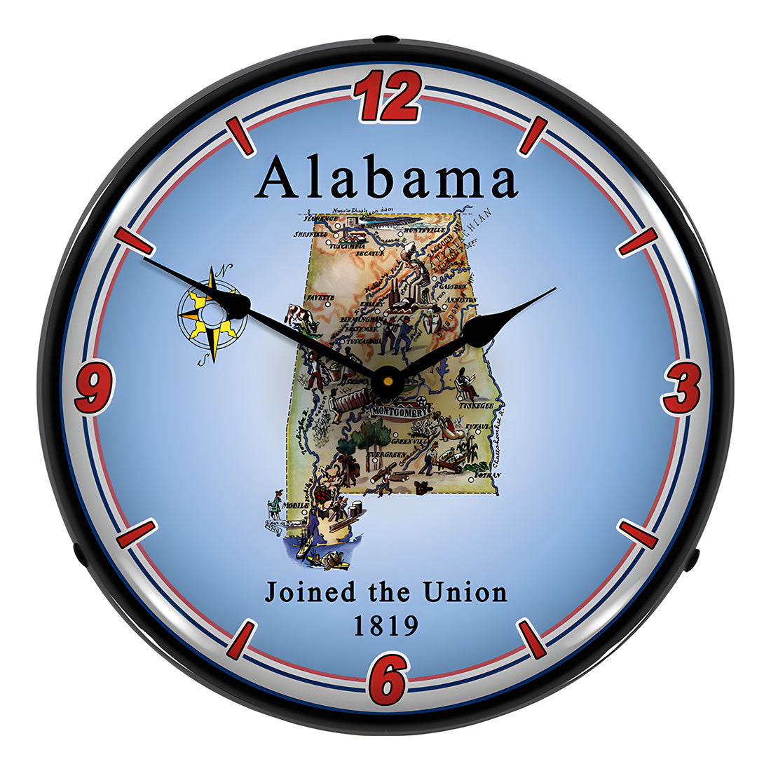 Collectable Sign and Clock State of Alabama Backlit Wall Clock