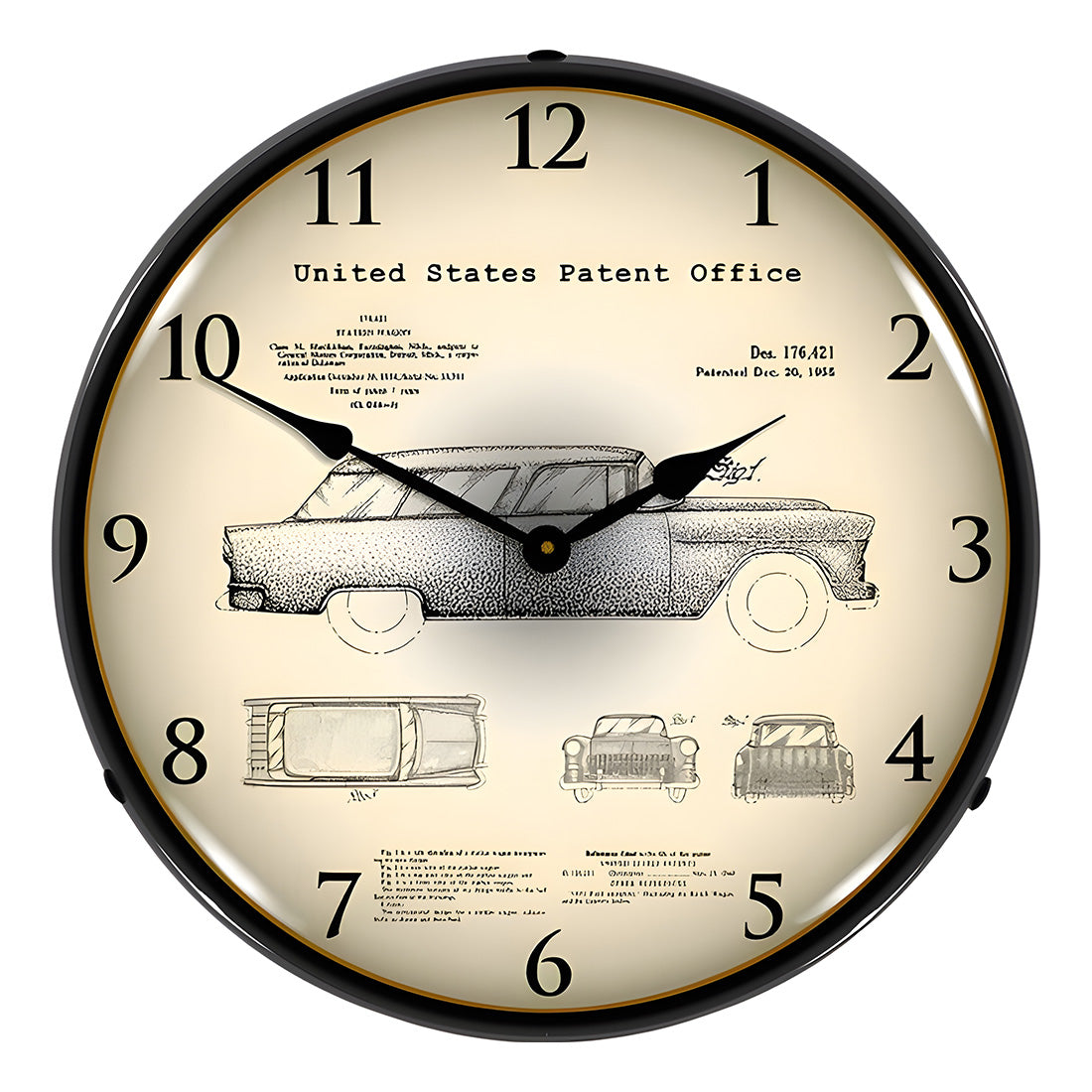 Collectable Sign and Clock 1955 Chevrolet Nomad Wagon Patent Blueprint Backlit Wall Clock