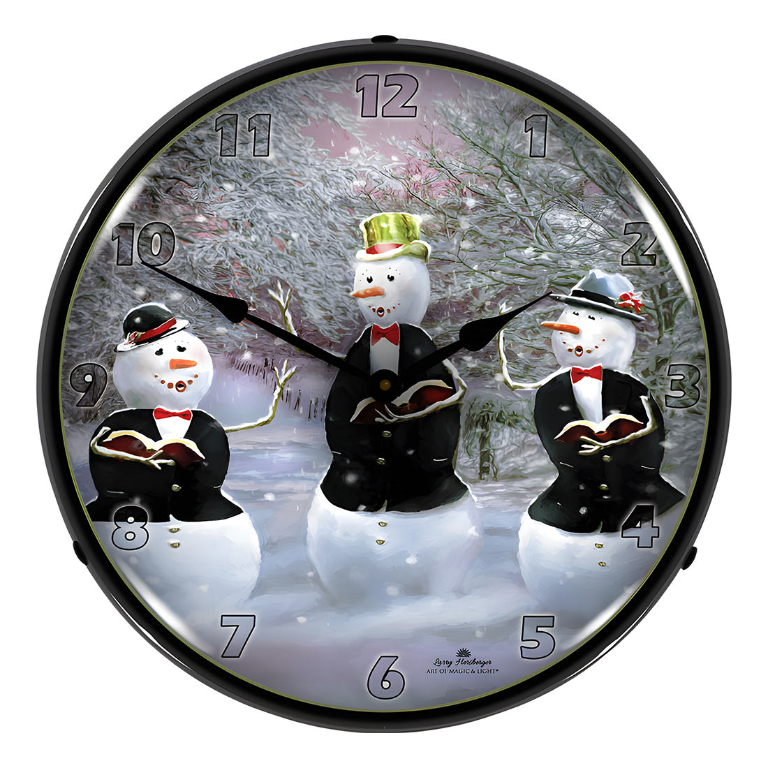Collectable Sign and Clock Snowmen Caroling Backlit Wall Clock