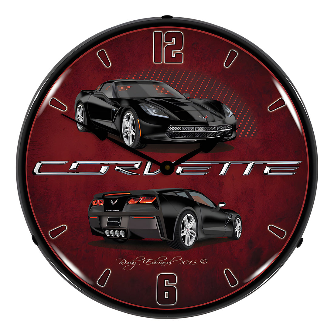 Collectable Sign and Clock C7 Corvette Black Backlit Wall Clock