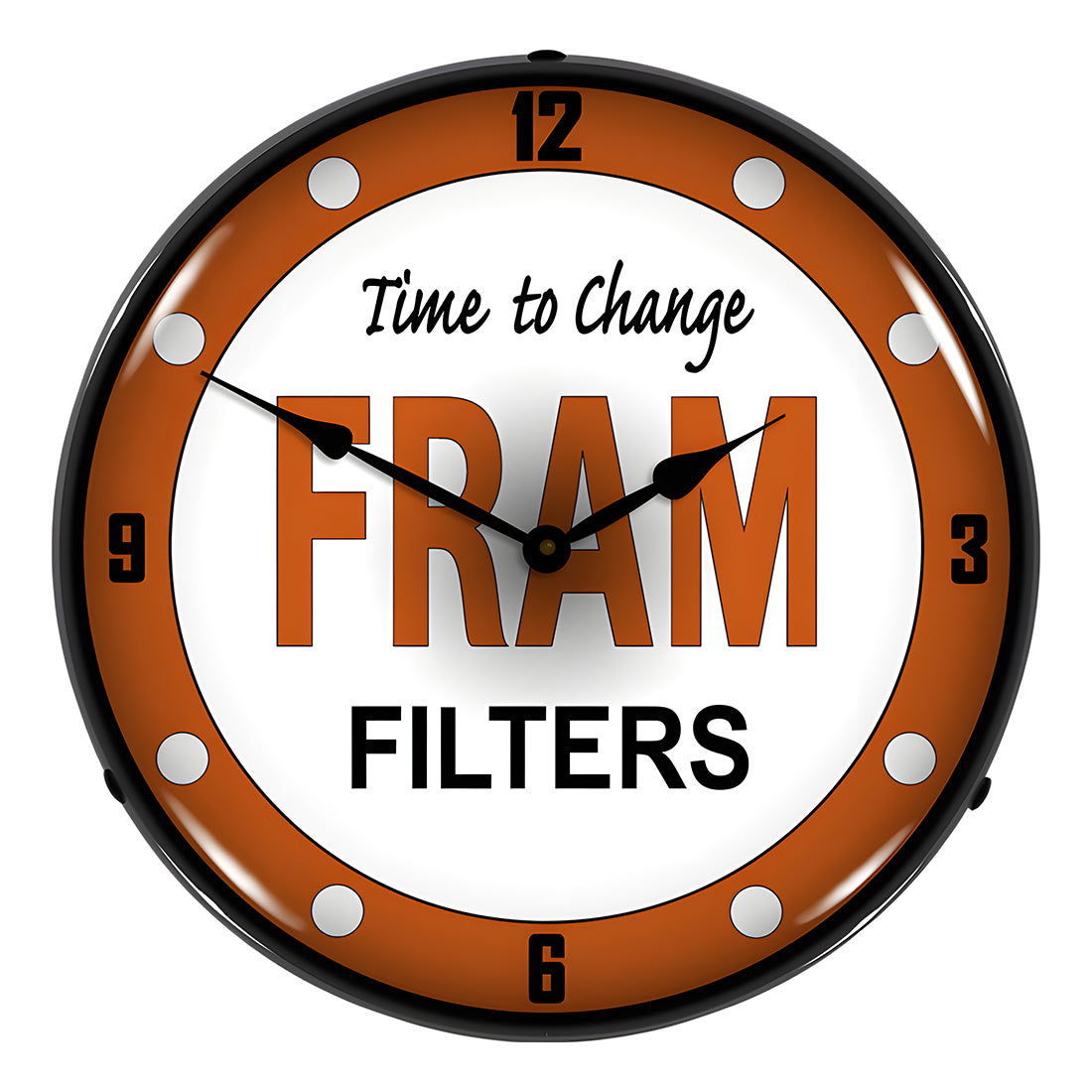 Collectable Sign and Clock FRAM Filters Backlit Wall Clock
