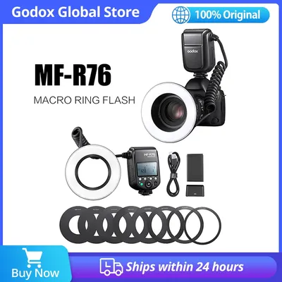 Godox MF-R76 RING76 5000K Macro LED Ring Light Speedlite Flash Light for Sony Canon Nikon Camera 5D 6D 7D 60D 70D 80D D850 A7MIV