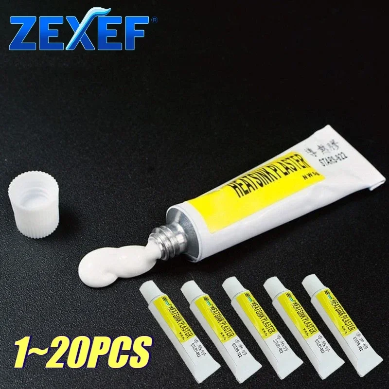 ZEXEF 1–20 Stück Wärmeleitpaste, schwarzer Silikonkleber, Klebeapplikator, Gips, viskos, für VGA, RAM, LED, IC, leitfähiger Kühlkühler Image