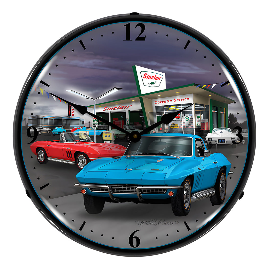 Collectable Sign and Clock 1966 Vette Backlit Wall Clock