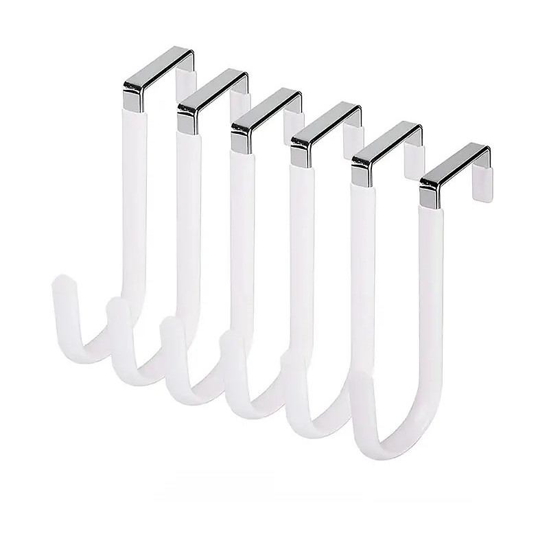 6pcs Over the Door Hooks with Rubber Adjustable Anti-Slip S-Shaped Hooks Space-Saving Organizer Ideal for Hanging Clothes, Hats, Coats, Towels, Shoe Racks Bags