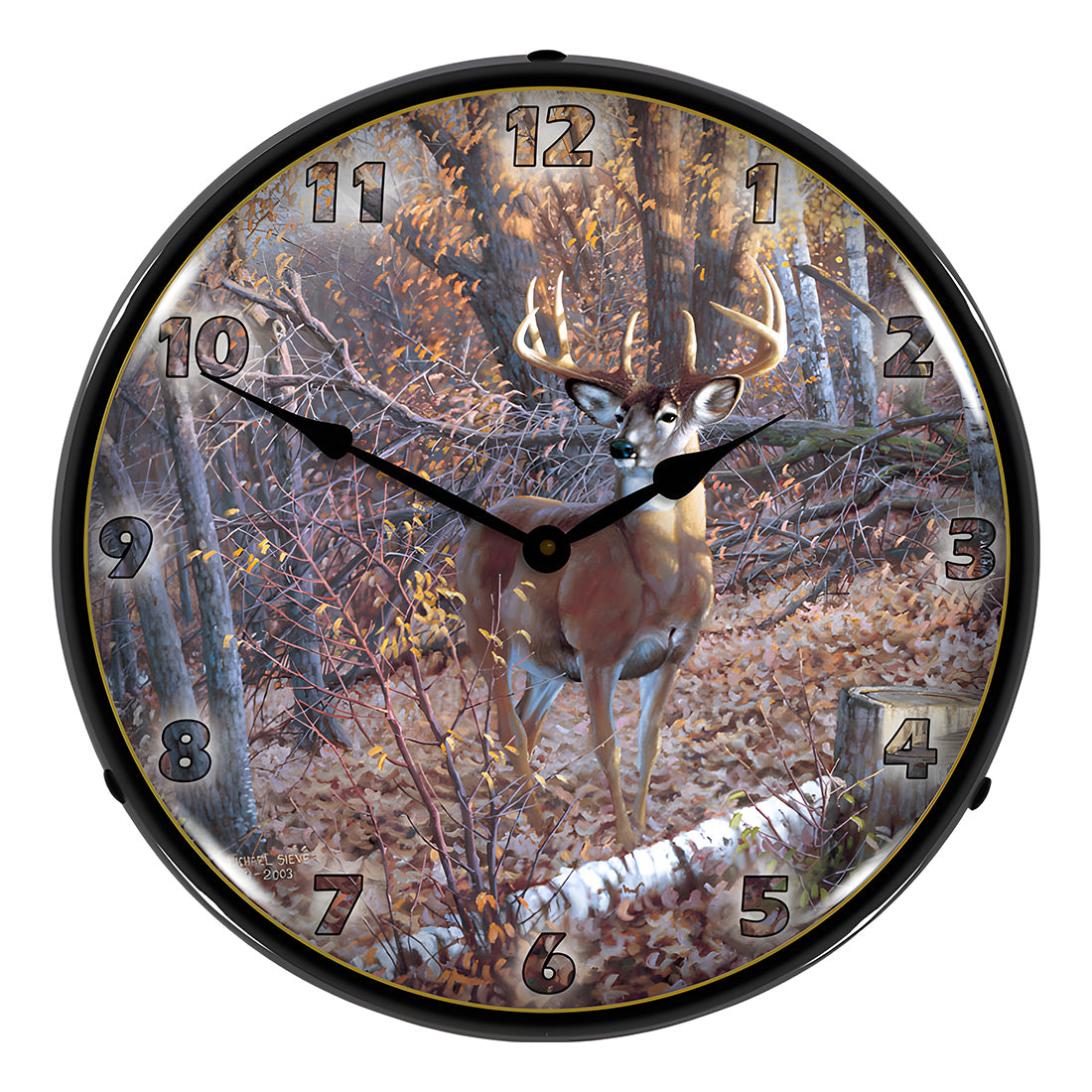 Collectable Sign and Clock Great Eight-Whitetail Deer Backlit Wall Clock