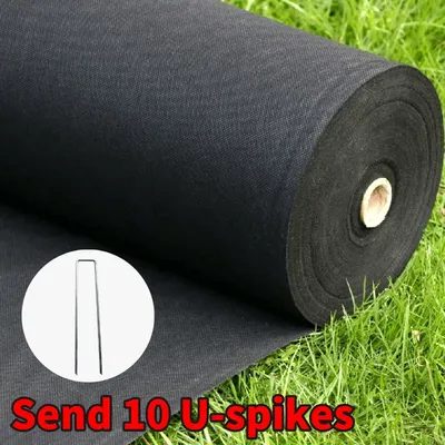 Heavy Duty Non-Woven Geotextile Fabric, 10 U-Spikes Included, PP Material, Driveway Fabric, Garden Weed Barrier, Landscape Fabri