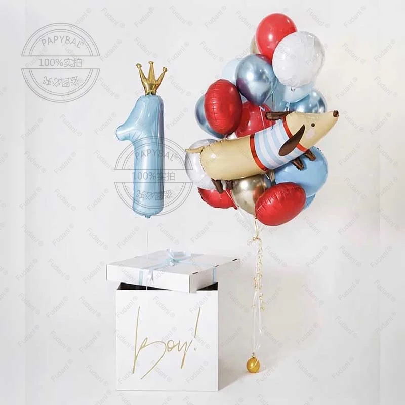 18 stücke Matte Cartoon Tier Hund Serie Dackel Aluminium Film Ballon Kinder Geburtstag Party Dekore Baby Dusche Liefert Globos Image