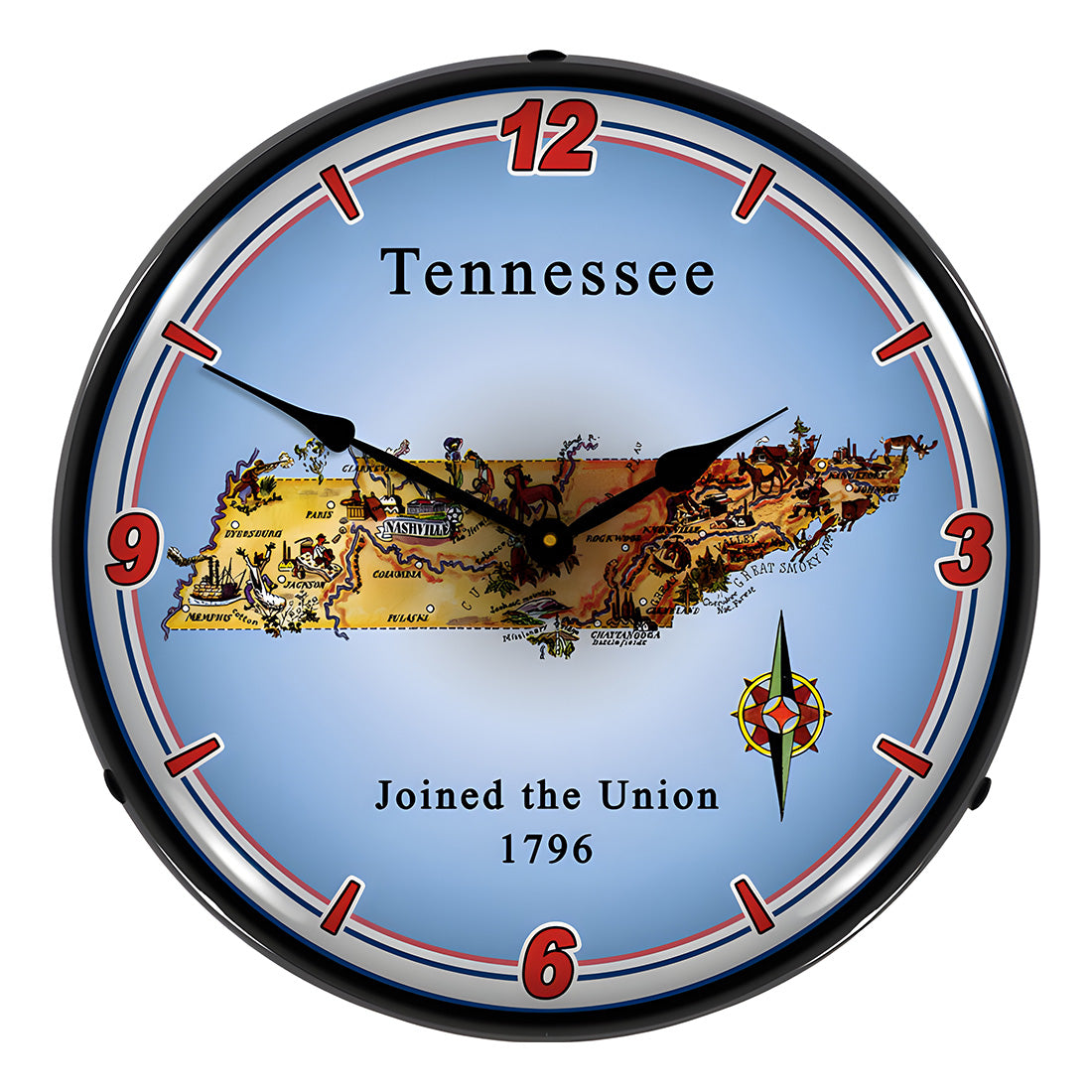 Collectable Sign and Clock State of Tennessee Backlit Wall Clock