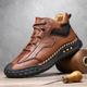 scarpe da ginnastica casual alte da uomo in similpelle marrone con suola in gomma antiscivolo – comode scarpe sportive con lacci per passeggiate all'aperto, viaggi e uso quotidiano