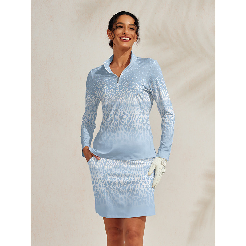 Women's Golf Polo Shirt Blue Long Sleeve Top Ladies Golf Attire Clothes Outfits Wear Apparel