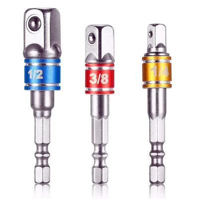 3Pcs Impact Driver Socket Extension Adapter Extended Converter Power Drill Hex To High Speed Nut Male Square Wrench 1/4 3/8 1/2