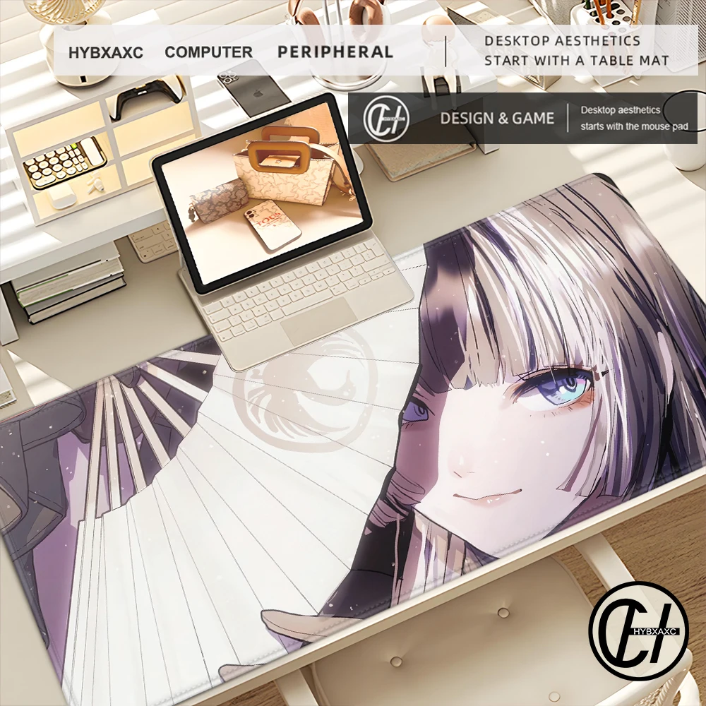 Beliebtes Virutal Idol Jannyauutei Raden Gummi-Mauspad mit Schlosskante, Gaming-Zubehör, HD-Druck, Schreibtischunterlage, Schreibunterlage für Studenten Image