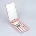 Set di pennelli per il trucco da viaggio con luce a LED, specchio cosmetico portatile, specchio da trucco compatto e pieghevole con illuminazione, strumenti per il trucco da tavolo portatili per donne